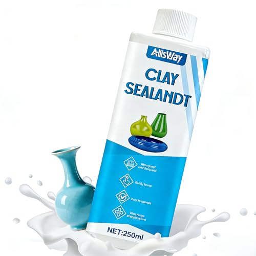 Allisway Impermeabilisant pour Argile, Scellant Céramique, Vernis Argile Autodurcissante, Scelle les Pores de L'argile de la Céramique et du Plâtre pour Empêcher L'humidité de S'infiltrer, 250 ml