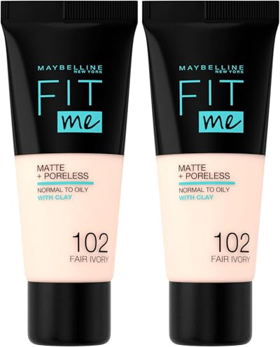 MAYBELLINE Base de maquillaje, Tubo Líquido, Color 102 Fair, 30 ml (Paquete de 2)