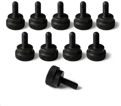 PrecisionGeek® M4 × 10 mm Rändelschrauben mit Schulter – Stahl schwarz oxidiert – Ø12 mm Kopf – Daumenschrauben für Metall, Holz, Acryl, Maschinen & Gehäusebau – Set mit 10 Stück