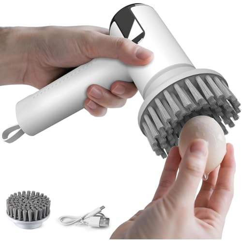 Frewurwer Cepillo Eléctrico para Huevos - Limpiador de Huevos Frescos y Cepillo para Verduras con Indicador de de Batería y 2 Velocidades