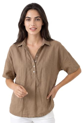 Womens Summe Linen Tops for UK, Shirts 2026 Half Sleeve,V Neck Cotton
