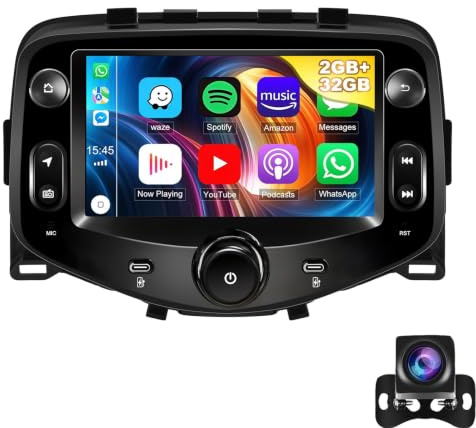 Android 15 Bilstereo För Peugeot 108/Citroen C1 2015-2020 Med Carplay | Android Auto, 7 Tums Pekskärm Med Gps Navi Wifi Mirror Link Bluetooth Fm/rds Swc Bakre View Camera