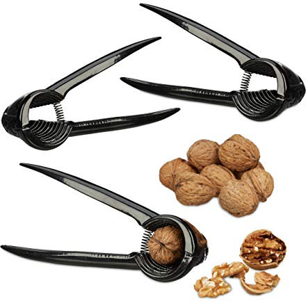 Relaxdays Schiaccianoci per Noci, Spaccanoci Alluminio Cavabottiglie, Molla a Trazione, HxLxP: 6 x 18,5 x 7,5 cm, Nero