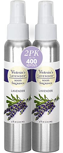 Victoria's Lavender Room Fragrance Spray - Air Freshener & Odor Eliminator - Lavender Spray - Luxury Essential Oil Scent for Home & Bathroom - Aromatherapy Relaxation & Stress Relief- 2 Pack, 4 oz