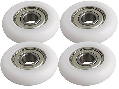 BQLZR 10x40x10mm Weiß Engineering Kunststoff Lager Stahl Kugellager Führungsrolle Roller Runde Radlast 83 KG für Tür Fenster Pack von 4