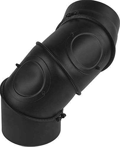Ofenrohr Rauchrohr Kaminrohr Bogen Knie 45° 90° Doppelwandfutter Abgaswärmetauscher Radiator Wandrosette Stahlrohr Schwarz 2mm (Bogen 3x45° Multibogen, 120mm)