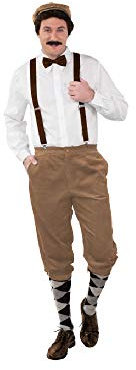 shoperama Hochwertige Knickerbocker Cord Hose 20er Jahre Herren Paper Boy Oktoberfest Tracht Kostüm-Zubehör, Farbe:Beige, Größe:50/52