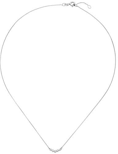 Jobo Damen-Halskette aus 14 Karat 585 Weißgold mit 5 Diamanten 42 cm