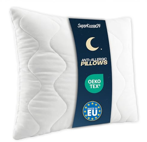 SuperKissen24. Kopfkissen aus Mikrofaser 50x50 cm mit Polyester Kissenfüllung - waschbares Innenkissen geeignet für Allergiker - Couchkissen, Sofakissen, Dekokissen - Good Sleep Weiß