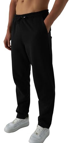 ROSS CAMP Jogginghose Herren – Sporthose Lang Baumwolle, Freizeithose Trainingshose, Sweatpants Jogger, Laufhose Breite Modern(Schwarz, XL)
