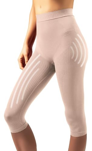 SlimCell Gambetti Legging Anti Cellulite Femme Taille Haute - Legging Minceur Effet Massant, Gaine Ventre Plat Capri Sculptant en Microfibre - Made in Italy