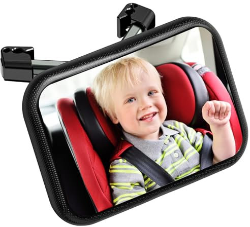 Spiegel Auto Baby Rückbank,360° Baby Autospiegel,rückspiegel für baby mit Haken Clip,baby spiegel Erstausstattung,Groß Vision baby spiegel auto,bruchsichere Crash getestet und zertifiziert