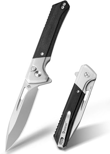 NedFoss ELF II Klappmesser, 8.5CM 14C28N Stahl Taschenmesser mit Button-Lock, Einhandmesser mit G10 Griff, Outdoor Messer mit Gürtelclip, Survival Messer für den Alltag, Sammlung & Geschenk