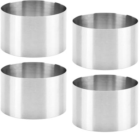 Cake Rings 8cm/3.15inch, 4 Pieces Cake Ring Mould, Stainless Steel Cheesecake Mould, Reusable Baking Rings for DIY Home Kitchen Baking Cake Dessert Sweet Chocolate(Size:8 cm)