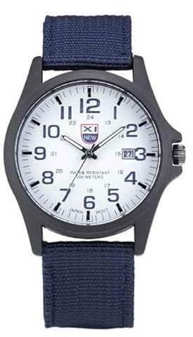 Montre parlante à quartz en acier inoxydable pour homme avec affichage analogique de la date et calculatrice, bleu, taille unique