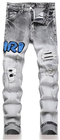 Kdtoll Vaqueros Hombre Slim Fit Rasgados - Pantalones Vaqueros Elásticos Estilo Streetwear Y2K, Diseño Casual y Moderno para Cualquier Ocasión