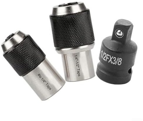 Yuanpgky 3-teiliges verstellbares Gewindebohrer-Set, M3-M12, 3/8-Zoll-Vierkantantrieb, Schraubenschlüssel zum Gewinde, Gewindeschneiden, Reiben, Entfernen von Schrauben
