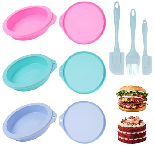 6 Piezas Molde Silicona Huevos Freidora de Aire, Diámetro de 10 cm, Molde de Silicona Redondo, Accesorios Antiadherentes para Freidora de Aire para Tapas de Muffins, Tostadas, Sándwiches