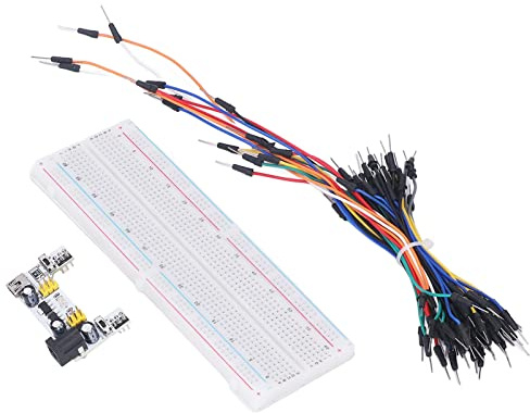 Beginners Breadboard Kit, 830 Tie Points with Power Supply Jumper Cables, 12V for Projects, Prototype Circuits, Solderless Breadboard Kit with 65PCS Male to Male Jumper Wires
