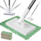 Floor Mop, Mops for Cleaning Floors with 4 Reusable Cloths, Detachable Press Clamp Wipes Flat Mop Ideal for Home Office Best for Quick Convenient Cleaning (1 pcs, white)