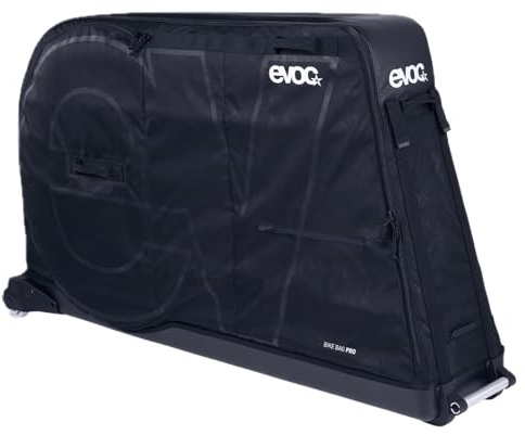 EVOC BIKE BAG PRO Fahrradkoffer (zusammenfaltbare Fahrrad-Transporttasche für Renn-, Gravel-, XC-, FR-, Enduro-, DH- & ≤29“-Räder, CLIP-ON WHEEL 3.0, max. Radstand 130 cm, BIKE STAND PRO), Black