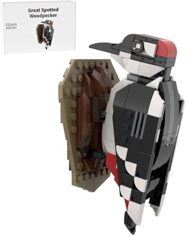 MOC-172607 – Ensemble de blocs de construction d'oiseaux de pic à pois avec bouclier, kit de construction sur le thème des animaux pour adultes, à construire, décoration de maison et de bureau et