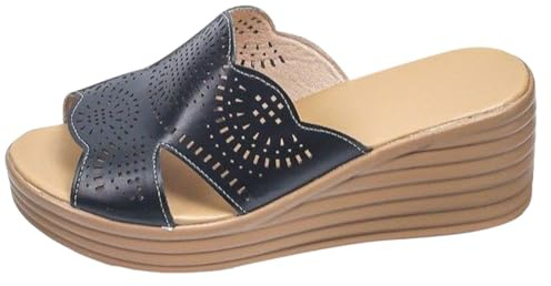 Générique Mules Femme Talon Sandales Compensées À Plateforme Pour Femmes, Pantoufles De Plage Creuses, D'Été Semelle Épaisse Enfiler Chaussures Ete Été Chic Chaussure Chaussons Confort Sandale Mule