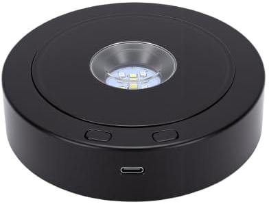 Yanmis 360° Roterande LED-skärmsockel 7 Färgsnurrande Ljusstativ 8 Blixtlägen 4 Hastigheter USB- och Batteridriven Skivspelare för Figurfotografering Kristallglaskonstdekor
