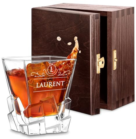 Maverton Verre à whisky avec gravure - Avec motif décoratif - Verre personnalisé pour homme - Verrerie élégant pour lui - Verres à whisky au design unique - classique