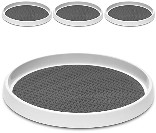 [ 4-pack] 30 cm halkfri skivspelare Lazy Susan organisatörer – snurrställ för skåp, skafferi organisation och förvaring, kök, kylskåp, sminkbord, bänkskiva, organisering under diskbänken, kryddspinner