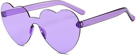 YOJUED Herz Sonnenbrille Randlose Candy Color Herzbrille für Damen Mädchen Love Heart Shape Sunglasses (Lila)