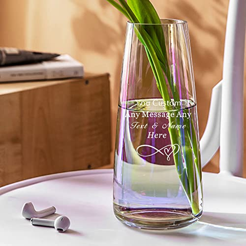 Personalised Vase for Flowers Engraved Vases Flower Vase Glass Vases for Grandma Women 60th 70th 80th Birthday Wedding Anniversary Christmas(Design 2)