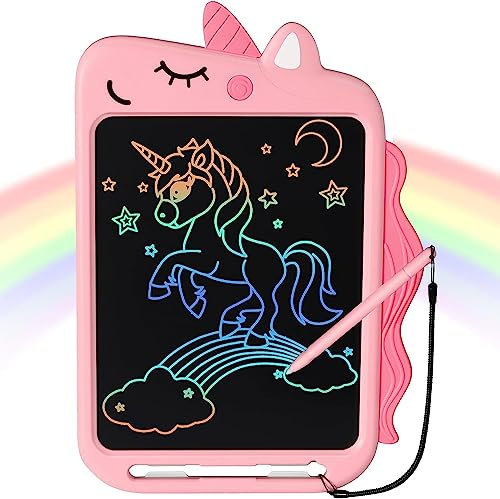 NOBES Zaubertafel Spielzeug ab 2 3 4 5 6 Jahre Einhorn ,10-Zoll LCD Schreibtafel Magnettafel Maltafel , Geschenke für Kinder Mädchen (Rosa)
