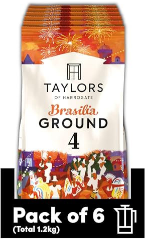 Taylors of Harrogate Brasilia Ground Coffee, 200 g (Pack of 6 - Total 1.2kg)