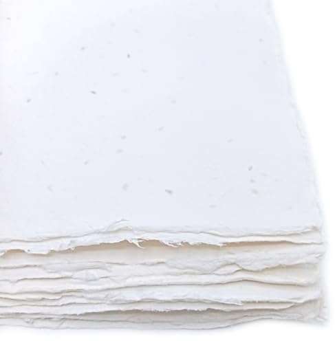 Fogli A4 in Carta Piantabile Fatta a Mano, con Bordi irregolari, 21x29,7cm, 250 g/m2, Confezione da 10, per inviti, biglietti, partecipazioni, Made in Italy (Con Semi di Lavanda)