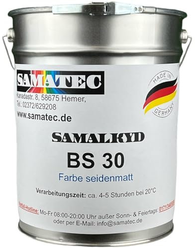 UV-stabile Balkonfarbe Terrassenfarbe Fassadenfarbe Dachziegelfarbe Bodenfarbe Holzfarbe in seidenmatt - SamaLkyd BS30 5Kg für 25m² (Taubenblau)