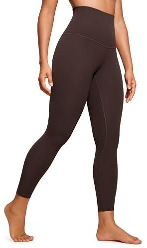 CRZ YOGA Super High Waisted Butterluxe Yoga Pants 25 Inches - Buttery Soft Workout Leggings for Women Over Belly Hot Fudge Brown Large