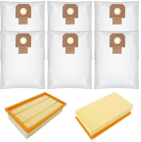 Juego de accesorios para aspiradoras Bosch en húmedo y seco GAS 35 L AFC/GAS 35 L SFC+ / GAS 35 M AFC aspiradora de repuesto (6 bolsas + 2 filtros HEPA)