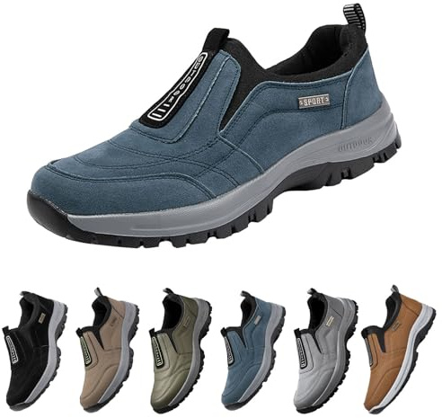LinRim Chaussures pour homme - Baskets à enfiler - En daim - Respirantes - Sans lacets - Antidérapantes - Confortables - Pour l'extérieur - Pour le fitness - Pointure EU 39