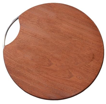 Tabla de cortar redonda de madera de ébano de doble cara de alta calidad, 36 x 36 x 3 cm, perfecta para pescado, verduras, frutas, queso, cocina, esencial con asas