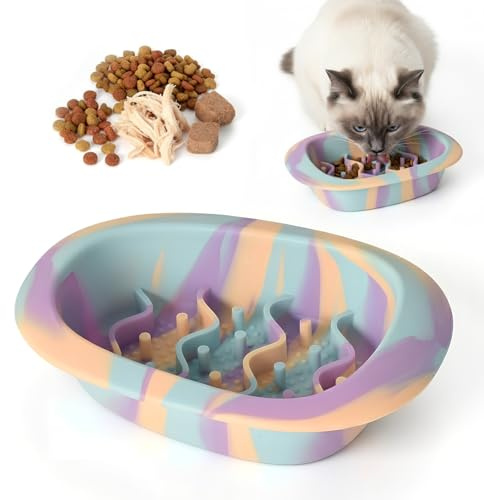 Luxvara Ciotola Anti Ingozzamento, Antiscivolo Cibo Lento per Animali Domestic, Privi di BPA, Promuovere Alimentazione Sana e Digestione, Anti-rigurgito Ciotola per Piccola Cani e Gatti (Colorido)