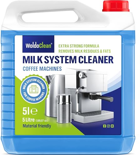 WoldoClean mjölksystemrengöring 5 l koncentrat – rengöringsmedel för mjölkskum till helautomatiska kaffemaskiner, kompatibelt med Jura, DeLonghi, Siemens, Melitta