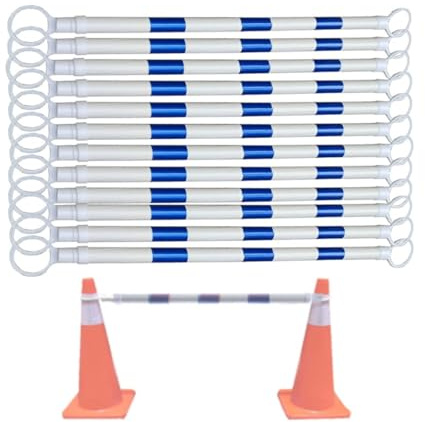 Trafikkonstänger, Infällbara PVC-trafikkoner med reflekterande film, 12-pack, flerfärgade, 1,25–2 m(Blue and White)
