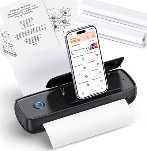 Aixiqee Inkless Portable Printer Wireless for Travel, 8.5 X 11 US Letter &Legal, Compatible with iOS, Bluetooth & USB, Thermal Paper Support A4&A5, Lightweight Wireless Printer for Home