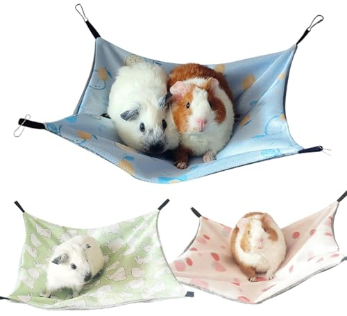 CVASNF Lot de 3 hamacs pour cochon d'Inde - En soie glacée - Double face - Accessoires pour hamsters et cochons d'Inde - 28 x 28 cm