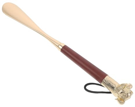 Tofficu Calzador Metálico de Mango Largo 32 Cm con Cabeza de Cerdo, Calzador Vertical para Botas y Zapatos, Ayuda para Embarazadas y Personas Mayores, Accesorio Ergonómico para Calzado