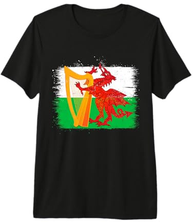 Art Graffiti Cool de Harpe Galloise pour Harpiste Gallois T-Shirt Haut de Gamme
