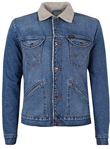 Wrangler Herren Icons 124MJ Sherpa Jeansjacke,, per pack Blau (3 Years 10K), Large (Herstellergröße: L)