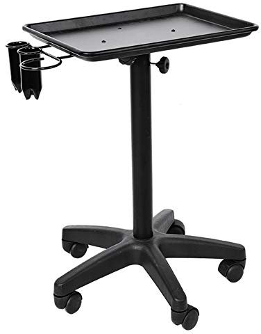 Ejoyous Plateau de coiffure, Chariot de coiffure réglable Chariot à outils de beauté de coiffure en aluminium avec roues pour avec support pour sèche-cheveux avec plateau 45 x 33 x 65 cm