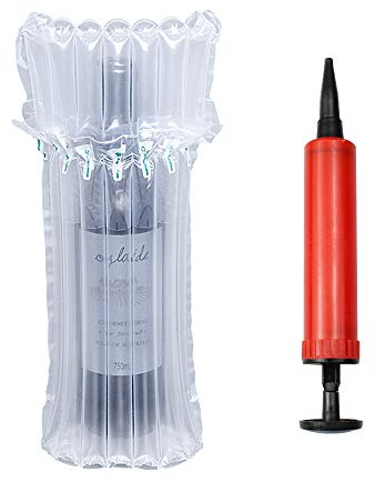 JUN-H 15 Pack Wine Bottle Protectors Cushioning Bubble Protector Inflatable Column Packaging Air Bags with 1 Pump Random Colour for Safe Packaging and Transportation